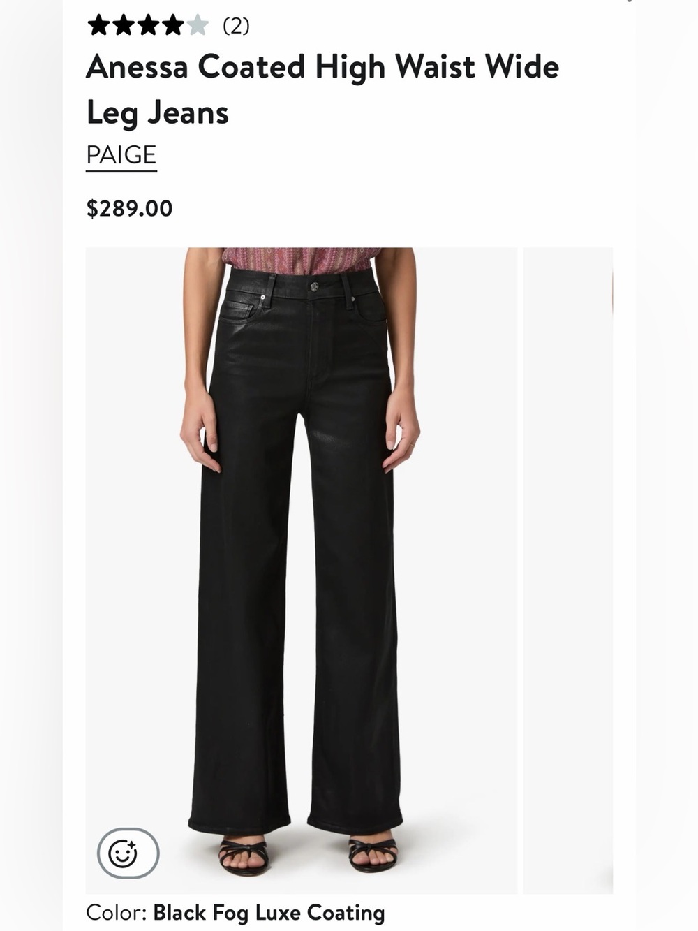 PAIGE Anessa Coated High Waist Wide Leg Jeans — Black